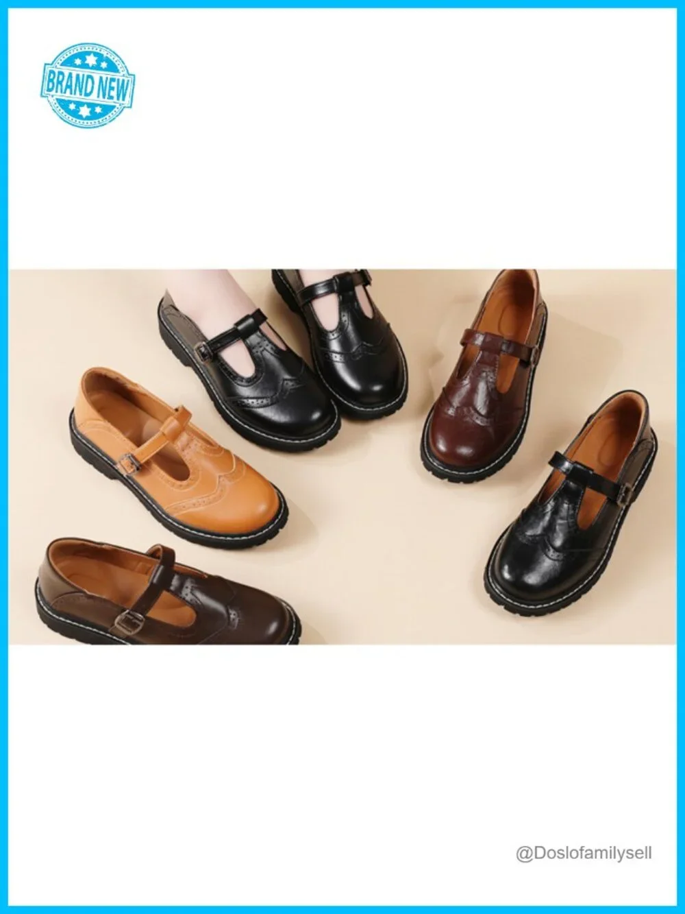 Women's Faux Leather T-Strap Mary Jane Platform Oxfords Buckle Dress Shoes